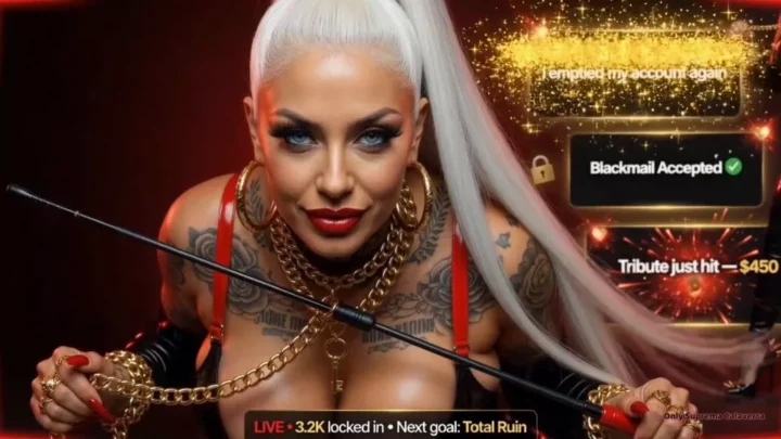 Screenshot 1 from Mistress Misha Goldy – Suprema Calaverra Blackmails Your Filthy Secrets Live