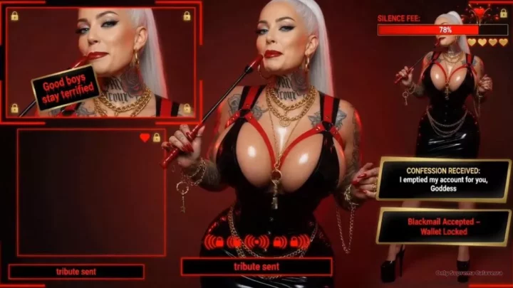 Screenshot 2 from Mistress Misha Goldy – Suprema Calaverra Blackmails Your Filthy Secrets Live
